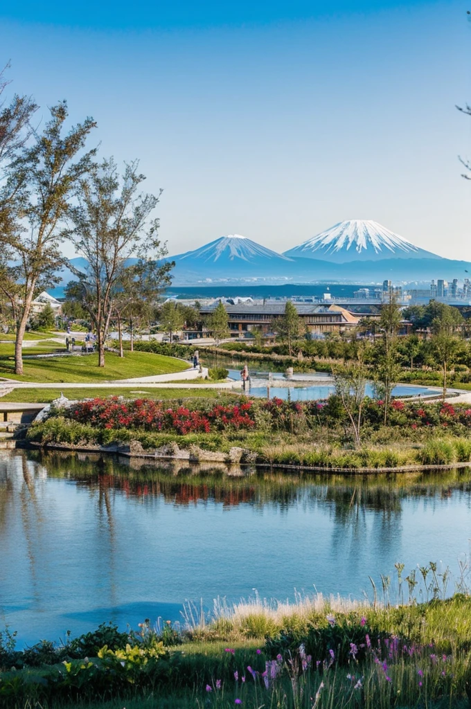 A spectacular and clear view with Mt. Fuji at the center