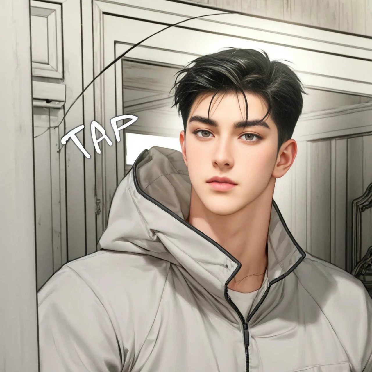 masterpiece, 1boy, young, handsome, black hair, undercut hair, perfect face, detailed eyes and face, black eyes, clean shaved, muscular, capturing a rural atmosphere, dynamic lighting, unreal engine 5