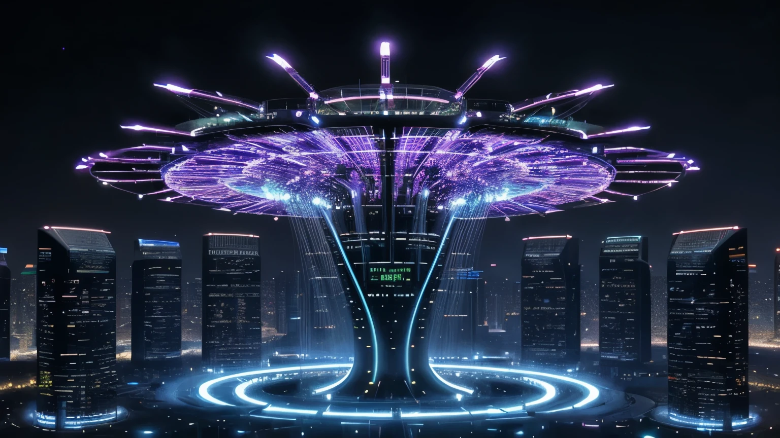 Futuristic cosmos flower with circuit big data technology.