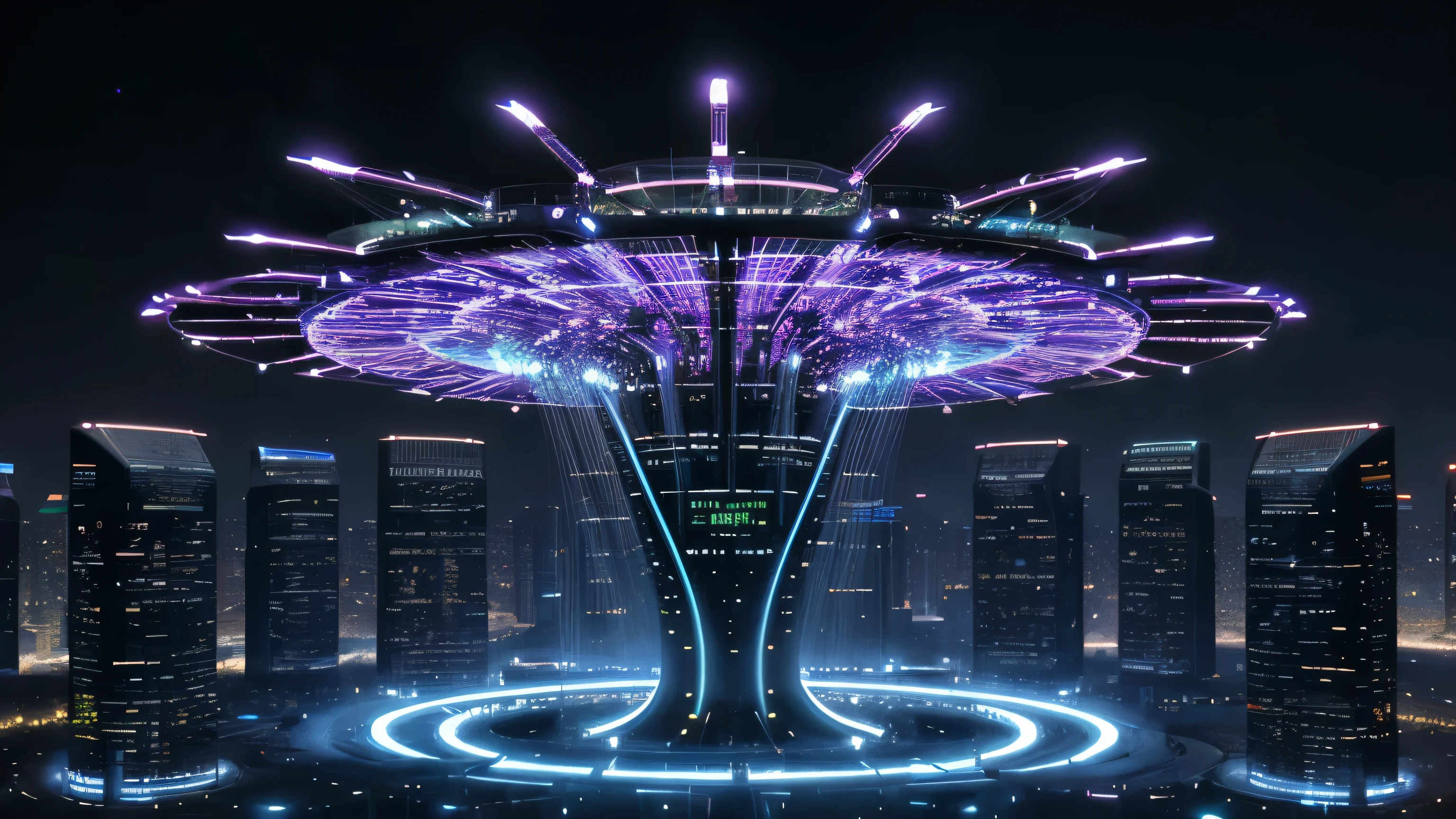 Futuristic cosmos flower with circuit big data technology.