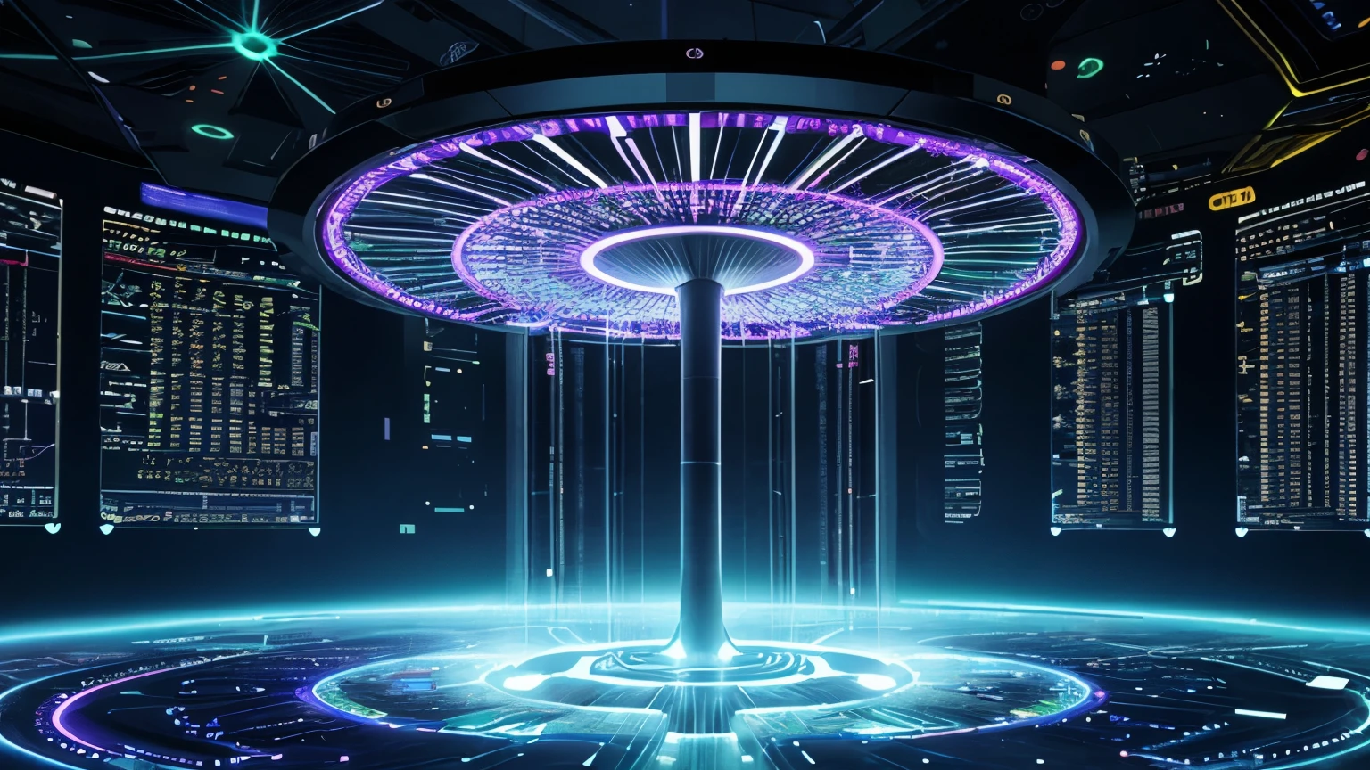 Futuristic cosmos flower with circuit big data technology.
