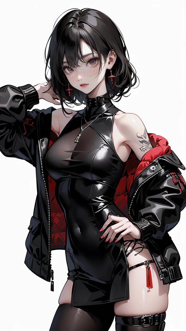 Highest quality、masterpiece、8k、Realistic、超High resolution、Very delicate and beautiful、High resolution、Muscle Girl、Perfect female body、Beautiful woman、Mature Woman、Black Hair、Red eyes、Six Pack、One tattoo、Earrings、Toned body、big 、Black military uniform、Luxurious clothing、boots、cigarette、Wild Pose、Full body emphasis、Simple Background