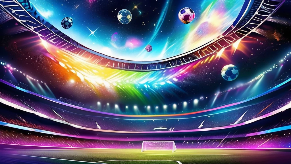 (Illustration of a space soccer field with intricate details for playing soccer:1.3))), Movie angle, (Holographic style illusion with intricate details:1.2), Stunning fiber optic light painting and alcohol ink masterpieces, Dark fantasy and flame harmony, It exudes a vivid and fascinating atmosphere of obscura., Breathtaking beauty, Incredible realism, Realistic and skilled craftsmanship, Exquisite detail and perfect quality, A true work of art, Ultimate quality and resolution, A sophisticated masterpiece with high contrast, (Incredibly detailed paintwork:1.3), ((Delicate and intricate paint strokes:1.2)), Ultra-Realistic Details, (((The depth and dimension of this masterpiece:1.3))), Amazing details, (((Beautiful brushwork:1.3))),