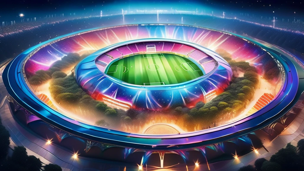 (Illustration of a space soccer field with intricate details for playing soccer:1.3))), Movie angle, (Holographic style illusion with intricate details:1.2), Stunning fiber optic light painting and alcohol ink masterpieces, Dark fantasy and flame harmony, It exudes a vivid and fascinating atmosphere of obscura., Breathtaking beauty, Incredible realism, Realistic and skilled craftsmanship, Exquisite detail and perfect quality, A true work of art, Ultimate quality and resolution, A sophisticated masterpiece with high contrast, (Incredibly detailed paintwork:1.3), ((Delicate and intricate paint strokes:1.2)), Ultra-Realistic Details, (((The depth and dimension of this masterpiece:1.3))), Amazing details, (((Beautiful brushwork:1.3))),