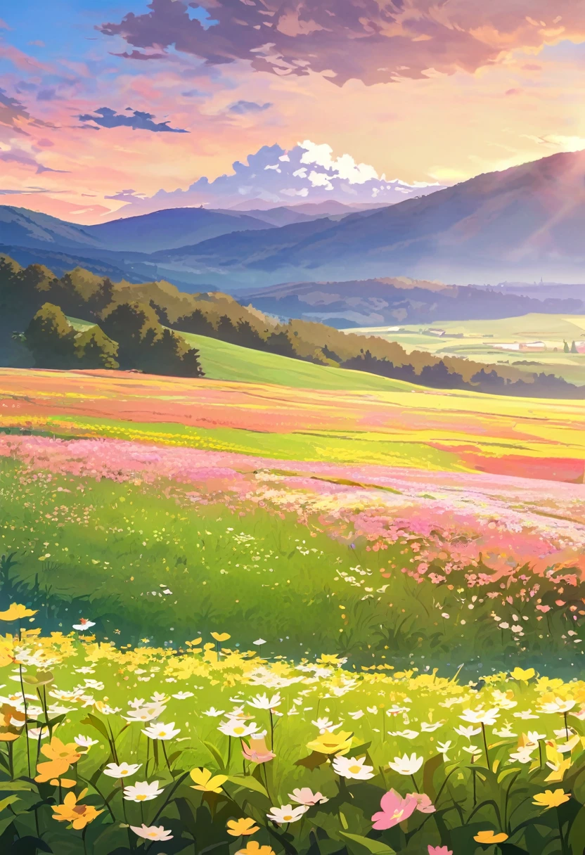Flower Field, plateau, spring, null, cloud
