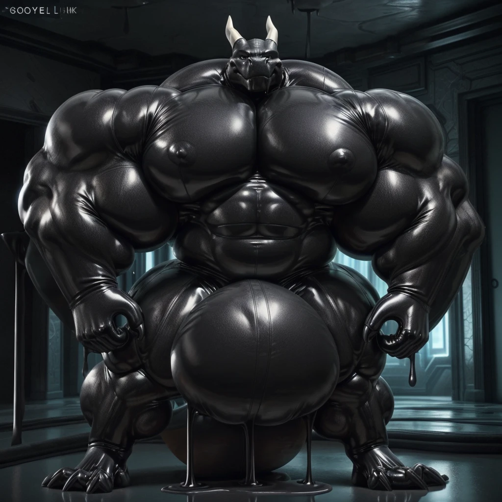 solo, male, , , , (hyper pecs:1.2), (long thick thighs:1.5), standing, indoor,,(,,(,solo,very hyper muscles:1.3)((, Huge bulge:1.3)))(corruption)), black glowing liquid,(((liquid_latex, , rubber:1.2),,black latex,goo transformation,(gooey)()(l),unreal engine,perfect light,detailed, photorealistic, 4k, hd, , , , good anatomy, , (), ,, high quality, best quality, concept art, photorealistic, dragon