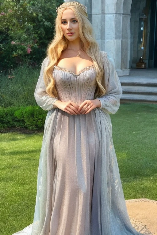 Giselle from Enchanted as a lady of House Targaryen and Queen of Westeros, full body, House Targaryen colors and aesthetic, royal