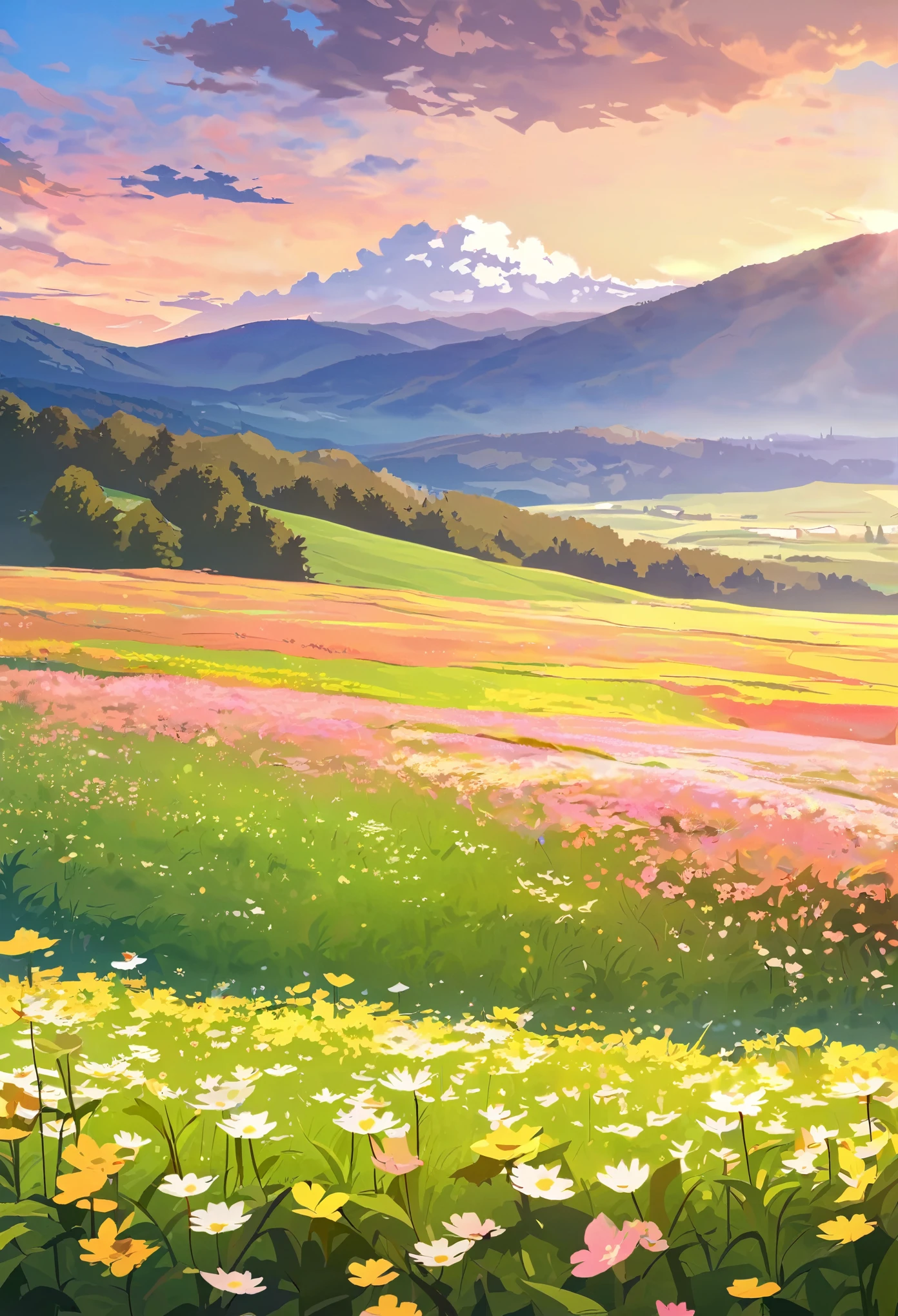 Flower Field, plateau, spring, null, cloud