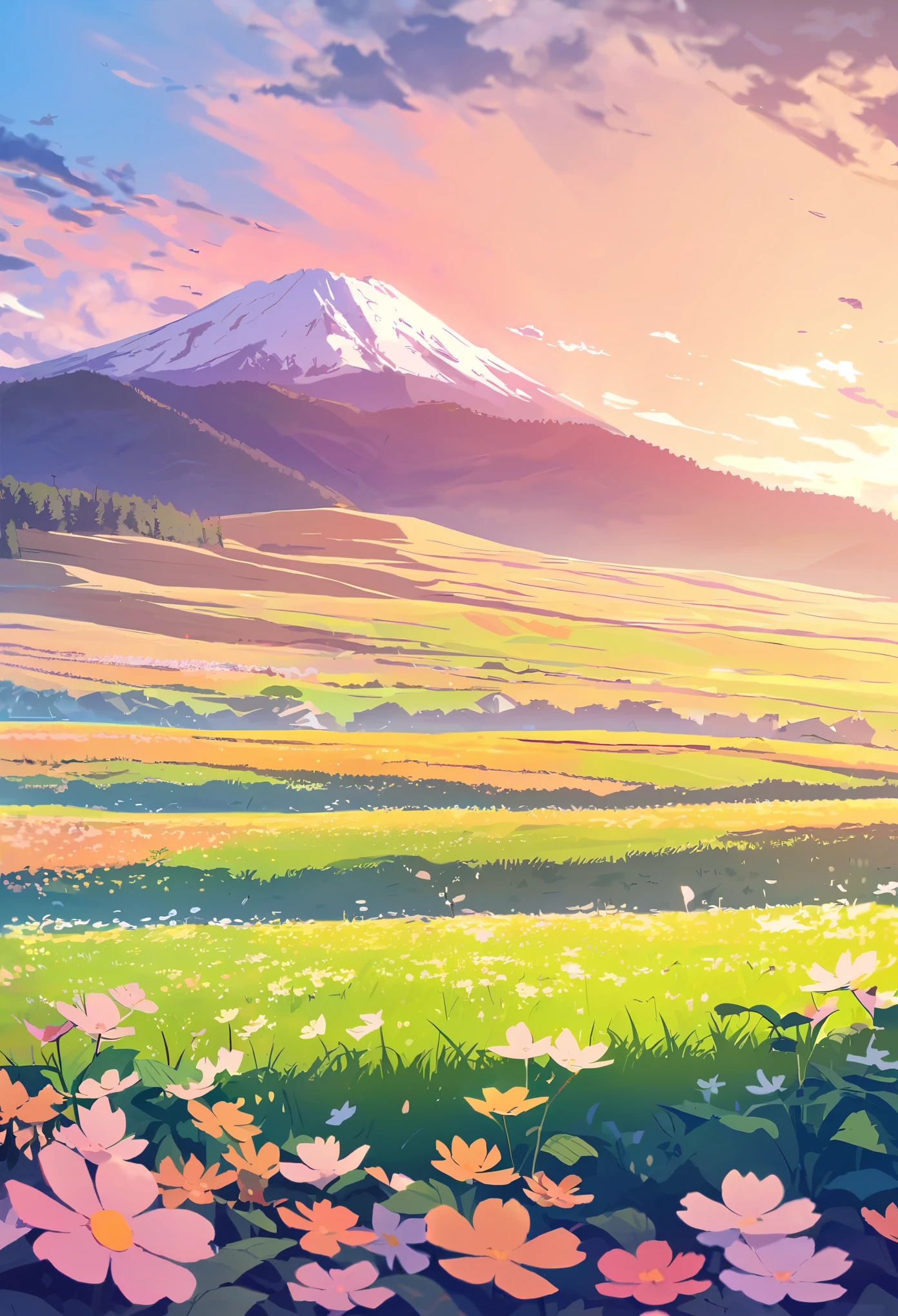 Flower Field, plateau, spring, null, cloud