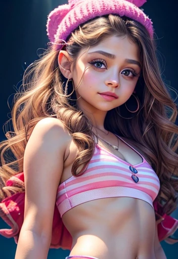 Karol sevilla, imagen ultrarealista de alta calidad de una adolesente. . Cuerpo completo, rostro hermoso, labios rosas, small breasts.