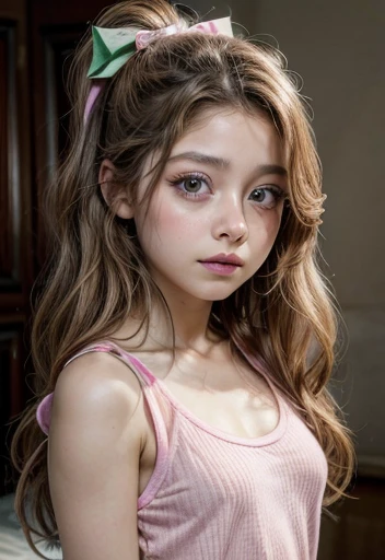 Karol sevilla, imagen ultrarealista de alta calidad de una adolesente. . (Cuerpo completo).rostro hermoso, labios rosas, small breasts. 