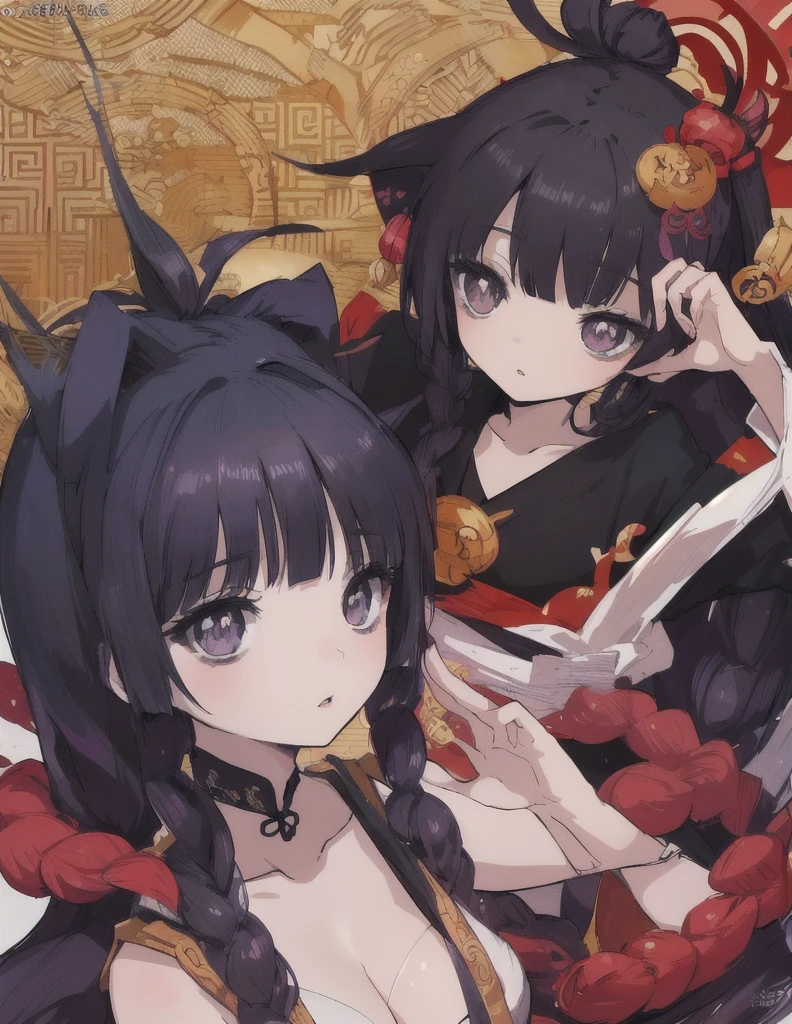 a woman, black long hair, manga style by Torii Kiyomasu, old chinese temple background, anime aesthetic, official anime art, highly detailed, 8k, photorealistic, masterpiece, dramatic lighting, beautiful detailed eyes, beautiful detailed lips, extremely detailed face, long eyelashes, elegant pose, dynamic composition, hanfu, chinese, skinny