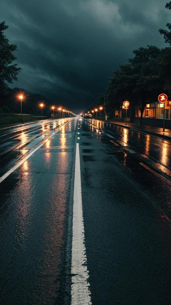 a sailent rainy road 