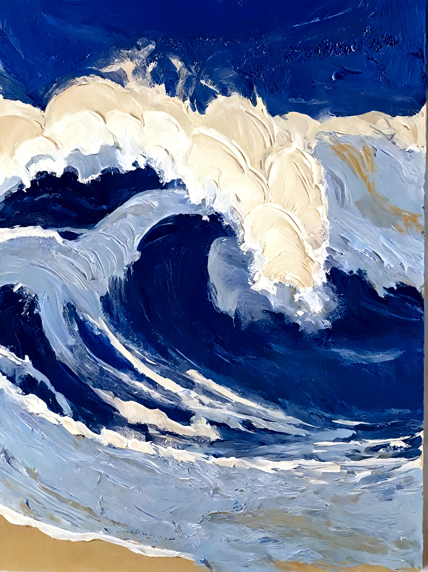 Big Wave,Huge waves,Sea waves,real,bright,Blue Background,vanilla,cream,whiskey,emotion,emotion,Thick textured paint,