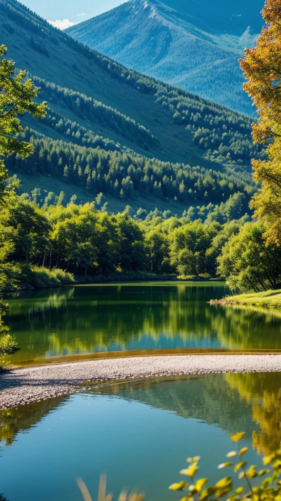 a beautiful ,elegant and realistic lake 