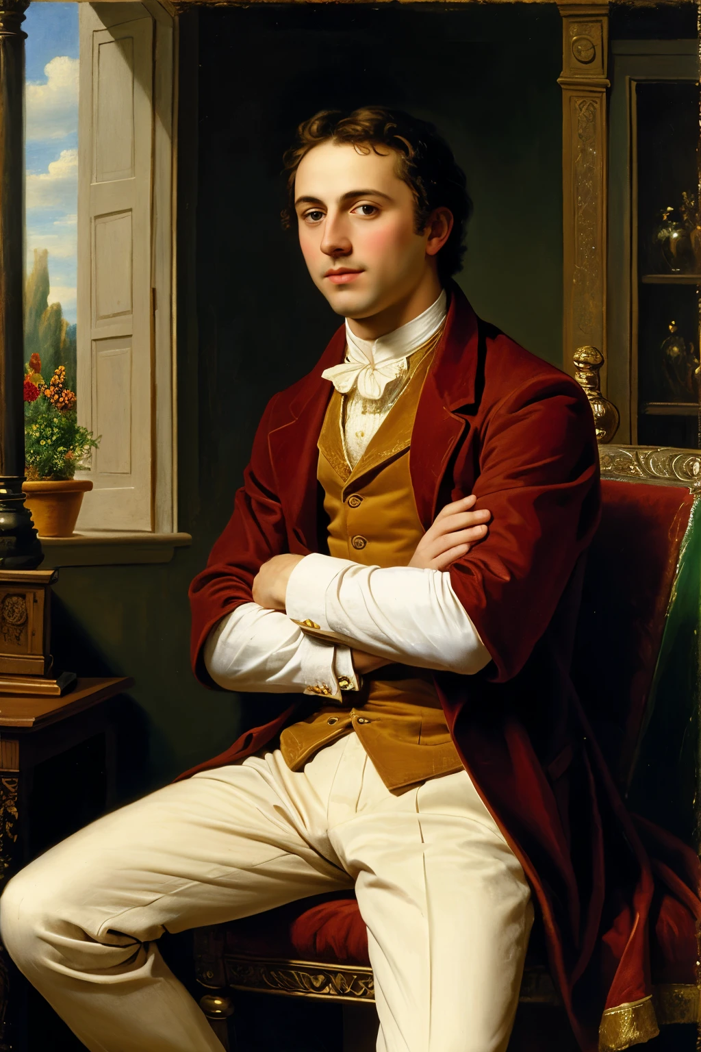 ((best quality)), ((masterpiece)), (detailed), Nervous guy, Shakes his leg