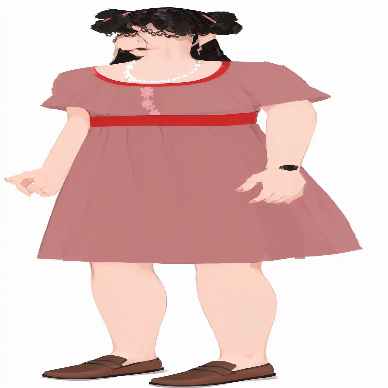 cartoon of a woman in a dress with a necklace and shoes, cute anime waifu in a nice dress, detailed dress and face, anime girl wearing a black dress, wearing a pink dress, loli in dress, anime full body illustration, simple dress, full body illustration, girl in a dress, full body details, cute elegant pose, style anime