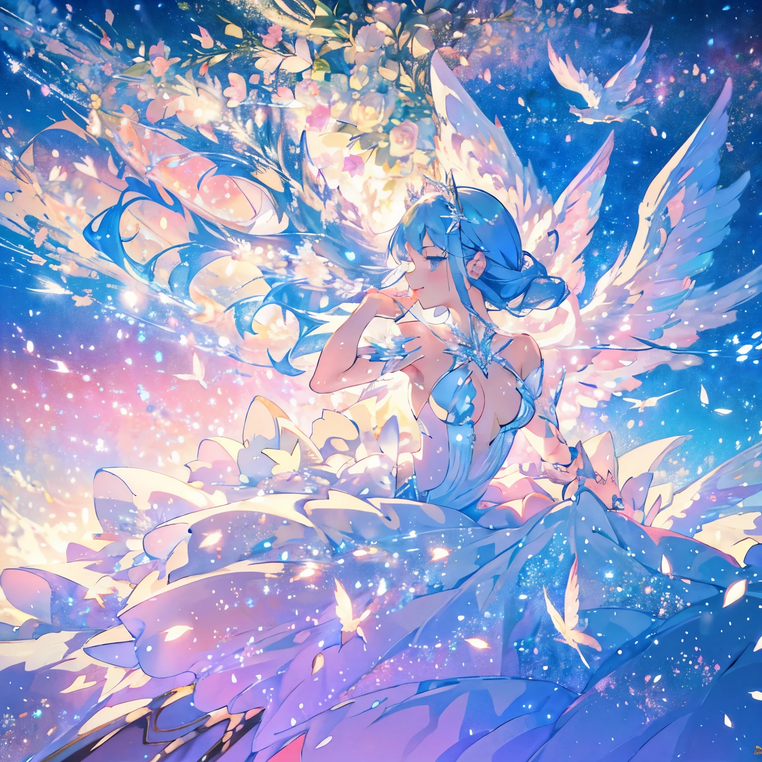 A woman in a white dress with angel wings lies on a bed, She has angel wings on her back, Majestic angel all over the body, Young One Angel, Beautiful angel, Beautiful female angel, of an Beautiful angel girl, Anime Girl Cosplay, of Beautiful angel, Beautiful cyborg angel girl, Cosplay Photo, portrait of a Beautiful angel, with beautiful wings, Angel in plastic armor