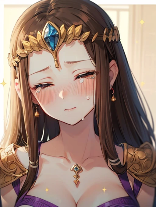 ((Kissing)),((Close ~ eyes)),((Blushing)),((((close up of face)))),((Standing by the wall)),((Exposure of underwear)),((Exposed shoulders)),((Crying)),((((POV)))),((alone))Anime art style,masterpiece,(Highest quality), (超detailed),(Very delicate and beautiful),(alone),(detailedな顔),(((((Mature Woman,Queen))))),((((Mature Woman)))),((1 Queen in a beautiful embroidery and jeweled absolutely gorgeous rococo ballgown dress with voluminous full length hoop skirt)),((crinoline)),((Lots of straight hair,Very long straight hair with great volume,Super long straight hair)),,Cleavage,(bed),length_gloves,Very gorgeous hair ornament,Sparkling、A very gorgeous jewel-encrusted tiara,((Gorgeous Glitter Jewelry)),,(((()))),(()),((((Front Face)))),((()))),((((Beautiful Face)))),(((()))),()),(((Long Hair)))),((((Straight hair)))),((Cleavage)),((((Dark brown hair)))),Princess Zelda,(()), ((Highest quality)),,(非常にdetailed) ,((Purple blouse)),,Brown Hair,((((Blushing)))), (非常にdetailed),((detailed)),((())),Nintendo, The Legend of Zelda),Crying face,Blushing,((alone)), ((Highest quality)), (非常にdetailed), ,