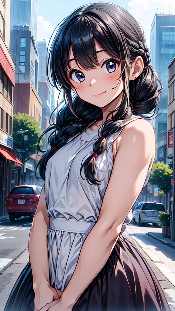 young woman、smile、((Random Hairstyles))、Blushing、((masterpiece、High resolution、16K))、((Random design spring clothes))、(Very close:1.5)、City of night、(Focus on the upper body:1.5)