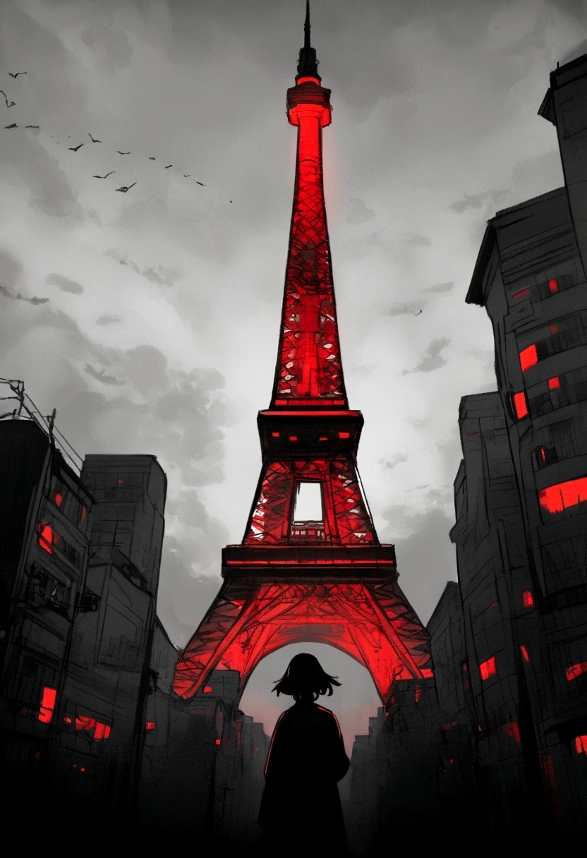 Monochrome Urban、Tokyo Tower shining bright red
