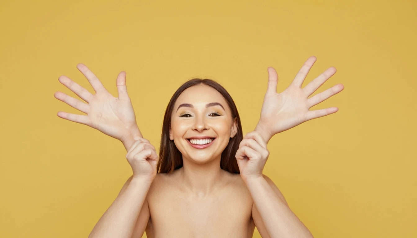 potato logo with additional hands showing okay and feet, smiling face yellow background