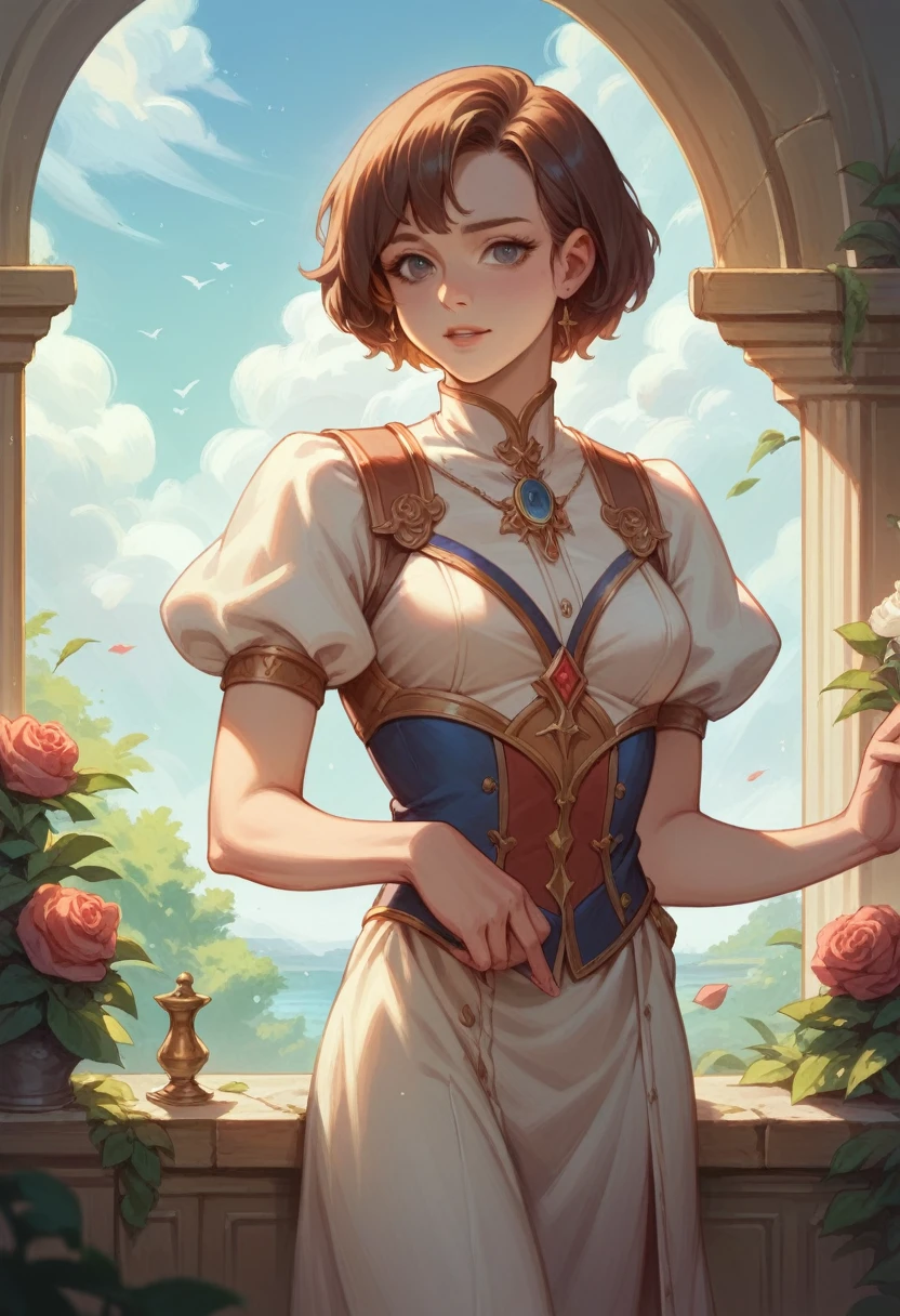 ((best quality)), ((masterpiece)), (detailed), Beautiful white thin girl wearing short clothes with curve back and beautiful