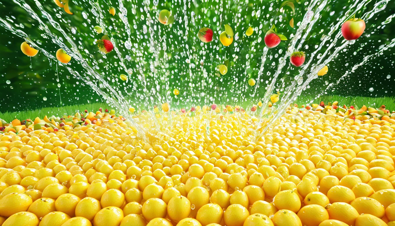 Highest quality, Super quality, 16K, 2.5D, delicate and dynamic, A wide variety of fruits, Country of fruits, Fruit Kingdom, Fruits overflowing, Water Drop, Vivid, fresh and vivid images, Vivid, fresh and clear effects, Fantasy, Dreamland
