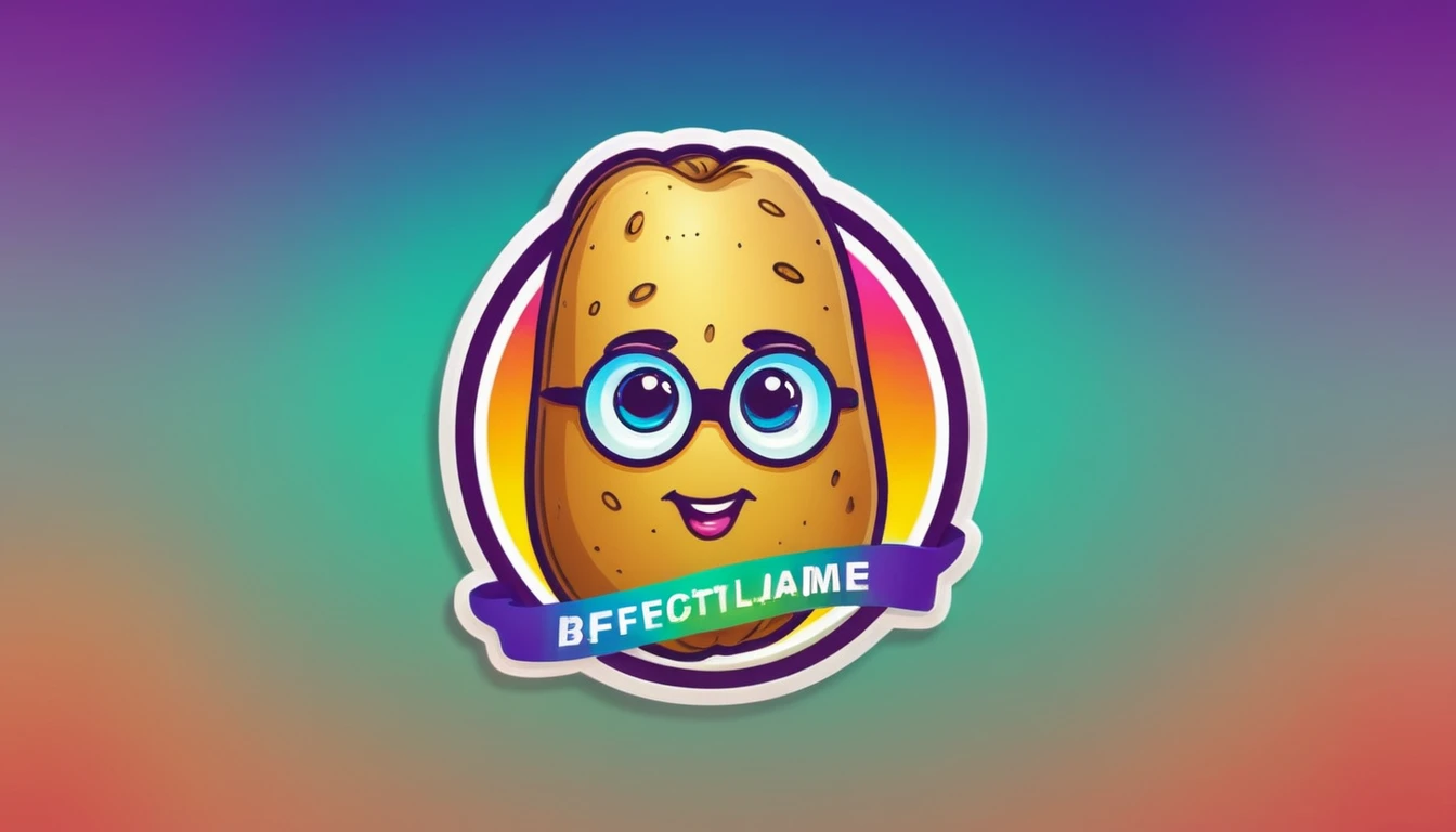Eye-catching Potato Emblem with Dynamic Color Gradient Background