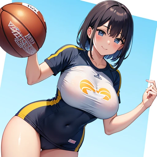 Sports player clothes,smile,big breast,smile,Embarrassing,bare breast,bottomless