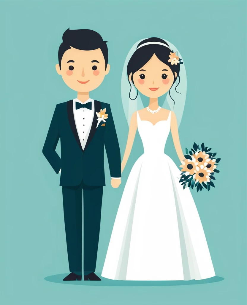 Wedding illustration simple flat design 