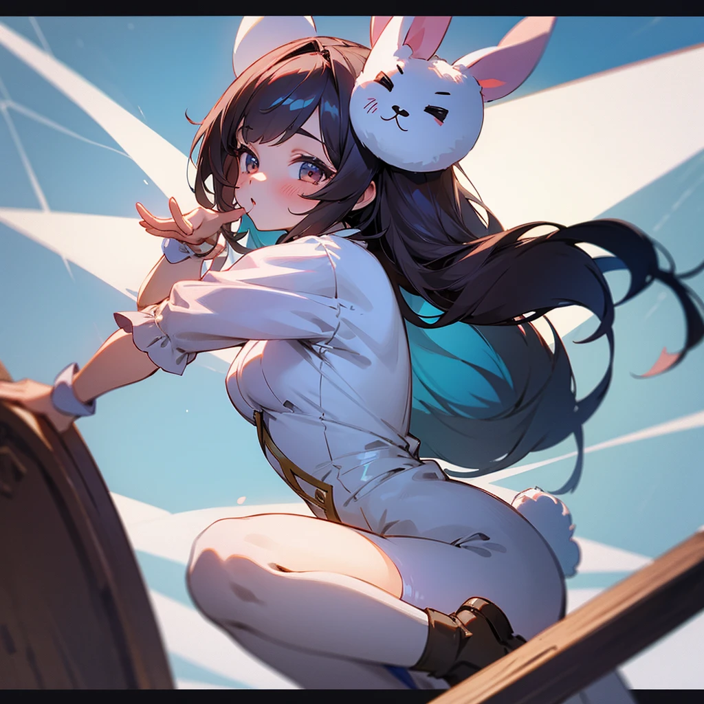 1 girl, long hair, bunny outfit, cute, 4k, masterpiece