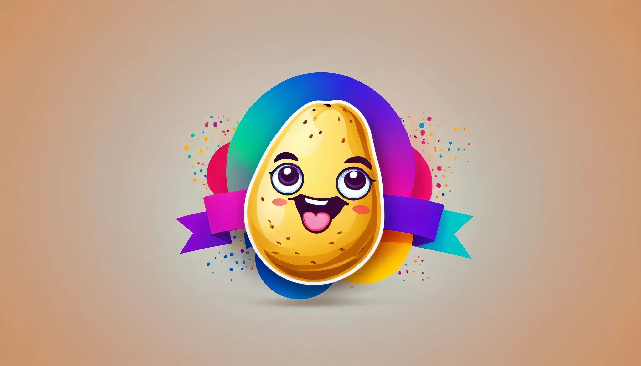 Eye-catching Potato Emblem with Dynamic Color Gradient Background