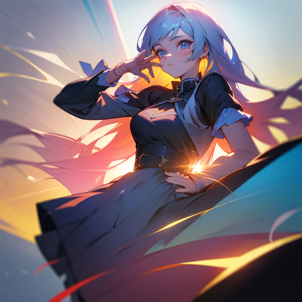 1 girl, long hair, cool pose, cute dress, bright light, masterpiece, 4k