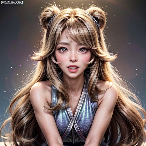 NSFW, 8k, High-level, absurd, masterpiece, best quality, primitive, very detailed CG, very detailed wallpaper, perfect lighting, Extremely detailed ((( personifying " Farrah Fawcett Majors " as a Little Girl))), MysticSight, Tyndall effect, Tyndall scattering, (Studio gray background with (Overflowing oodles Dazzling RainbowColorParticles (BokeH))), (RoundlyButts, ThighGap), (Exposed:0.4), (Assfocus with looking ahead) BREAK (Acutance:0.88), (NOGIZAKA face variations) Extremely Detailed very KAWAII face variations, perfect anatomy, Childish, CaptivatingGaze ElaboratePupils detailed Eyes with (sparkling highlights:1.28), (Voluminous LongEyelashes、GlossyRED Lips with beautiful details, RosyCheeks, Radiant PearlSkin with Transparency . { (Dynamic LifeLike expressions:1.4) | :d) }, (large eyes:-1) .