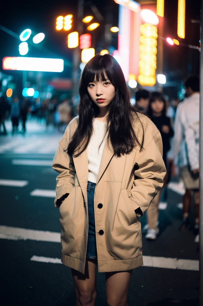 (Cinematic Aesthetic:1.4) Photo of a beautiful futa korean fashion model bokeh city night with a dick