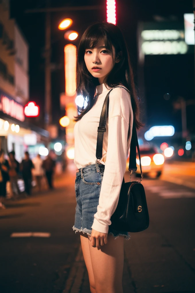 (Cinematic Aesthetic:1.4) Photo of a beautiful futa korean fashion model bokeh city night with a dick