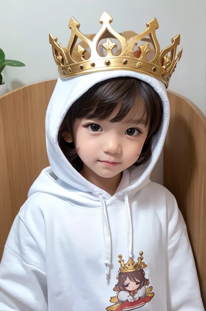 Illustration Boy Wearing a crown Cute Wearing a white hoodie Chibi Wearing a cape