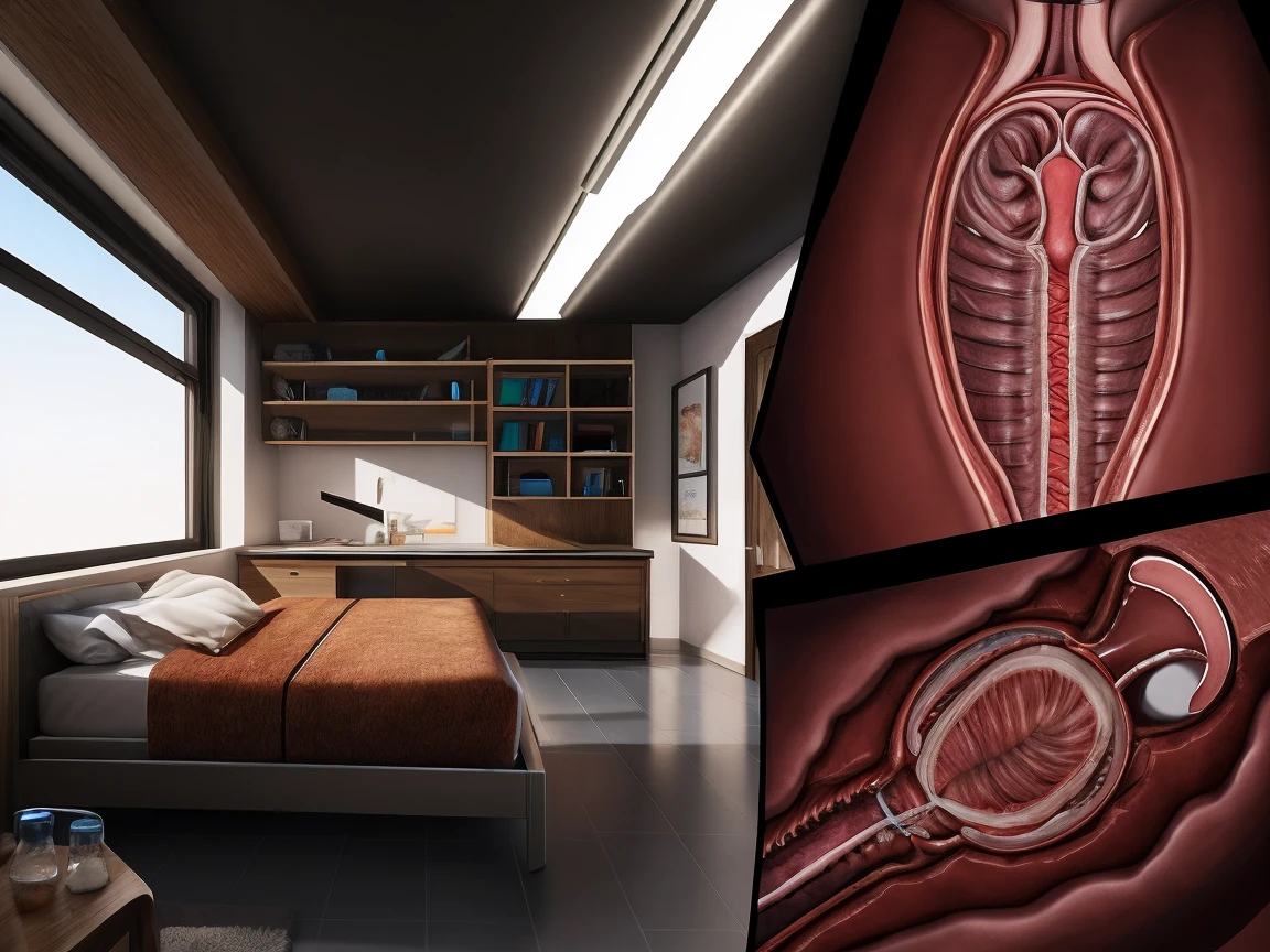 a realistic detailed anatomical model of the male reproductive system,highly detailed and intricate internal structure,medical illustration,cutaway view,scientific accuracy,clean minimalist design,neutral color palette,studio lighting,photorealistic,4k
