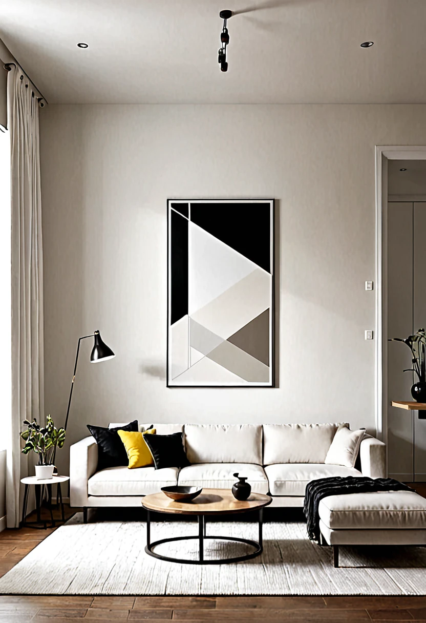 modelo de una sala de estar modelo minimalista con sin ningun tipo de cuadro