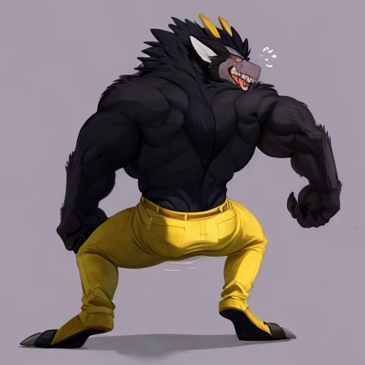uploaded by e621, draw like rayhuma, solo hyper muscular male (dbgt baby vegeta golden oozaru), twerking