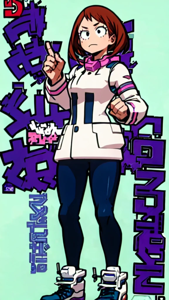 ( My hero academia) . Girl , 
Solo . Fullbody . Simple background , 2d , official art