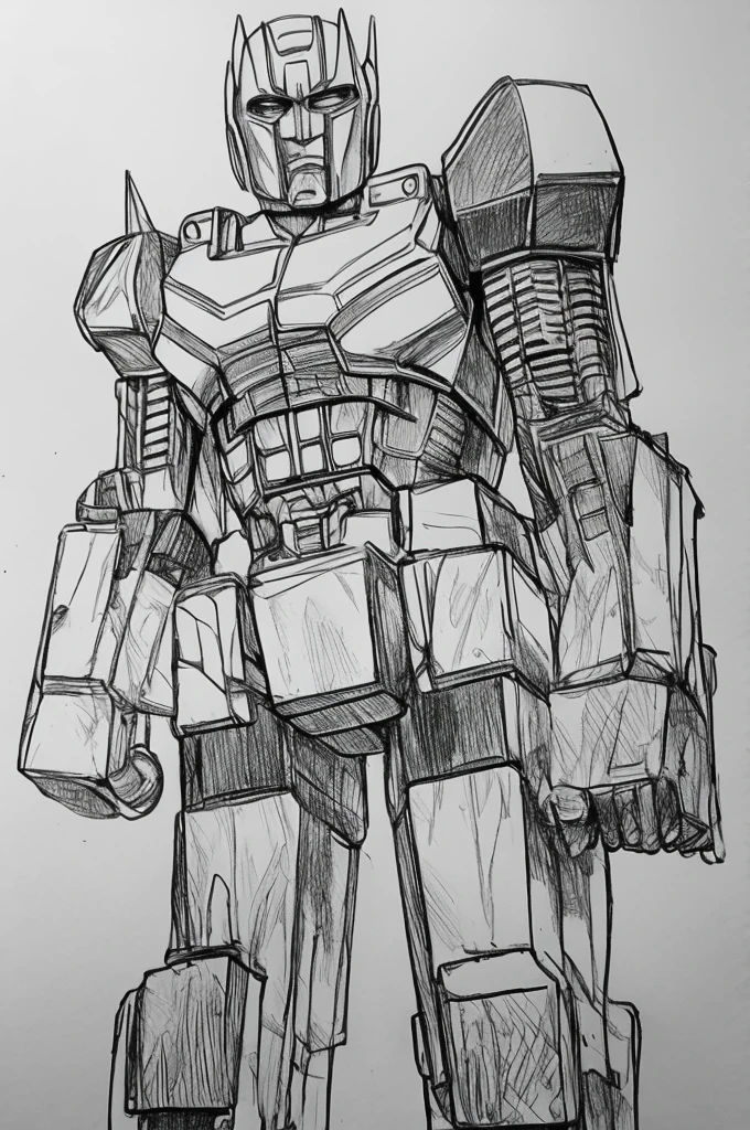 ((best quality)), ((masterpiece)), (detailed), drawing of optimus prime, without any colors