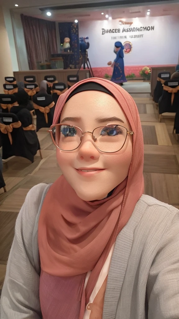 Make like disney character, cute face and wear hijab