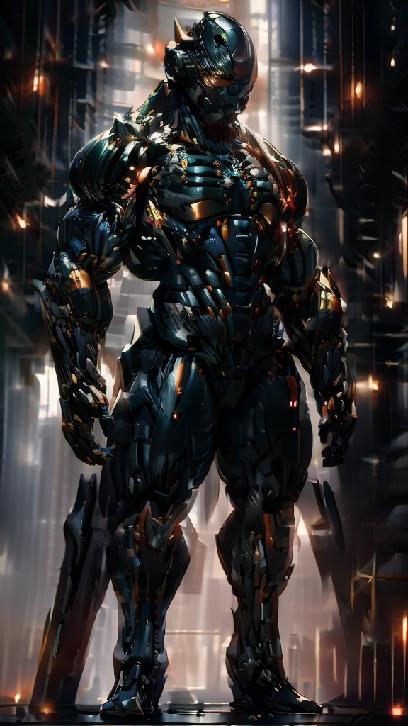 a highly detailed sci-fi soldier in an advanced exoskeleton suit with synthetic muscle fibers,cybernetic armor,sleek futuristic armor,intricate mechanical details,realistic,8k,cinematic lighting,dramatic shadows,photorealistic,hyper-detailed,award winning cg artwork,octane render,3d render,concept art,digital art,masterpiece,extremely detailed