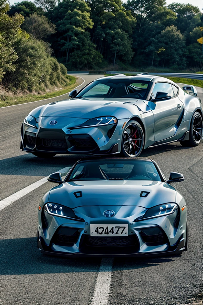 A Toyota Supra park on the road
