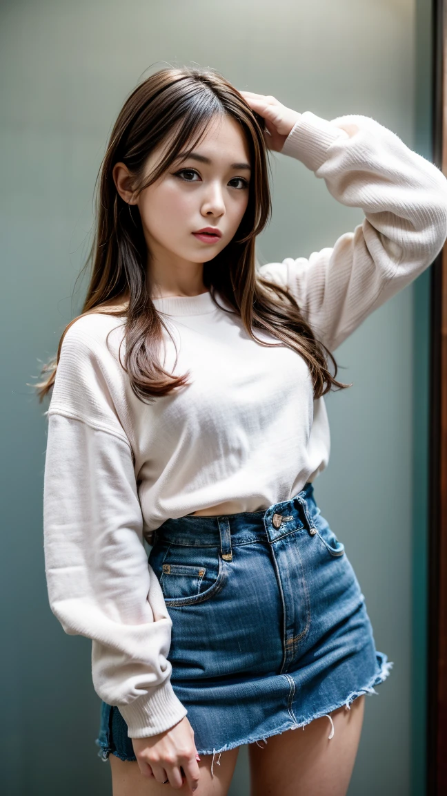 (((Masterpiece,Highest quality,Ultra-high resolution))),(((極めてdetailed,detailed))),((Highest quality,8K,16K,)),Japanese,high school girl,Girls' School,Reader model,Gal,cute,Beauty,sexy,glamorous,uniform,cardigan,blouse(Wearing clothes next to the skin),mini skirt,Knee-high socks,boots,dusk,youth,