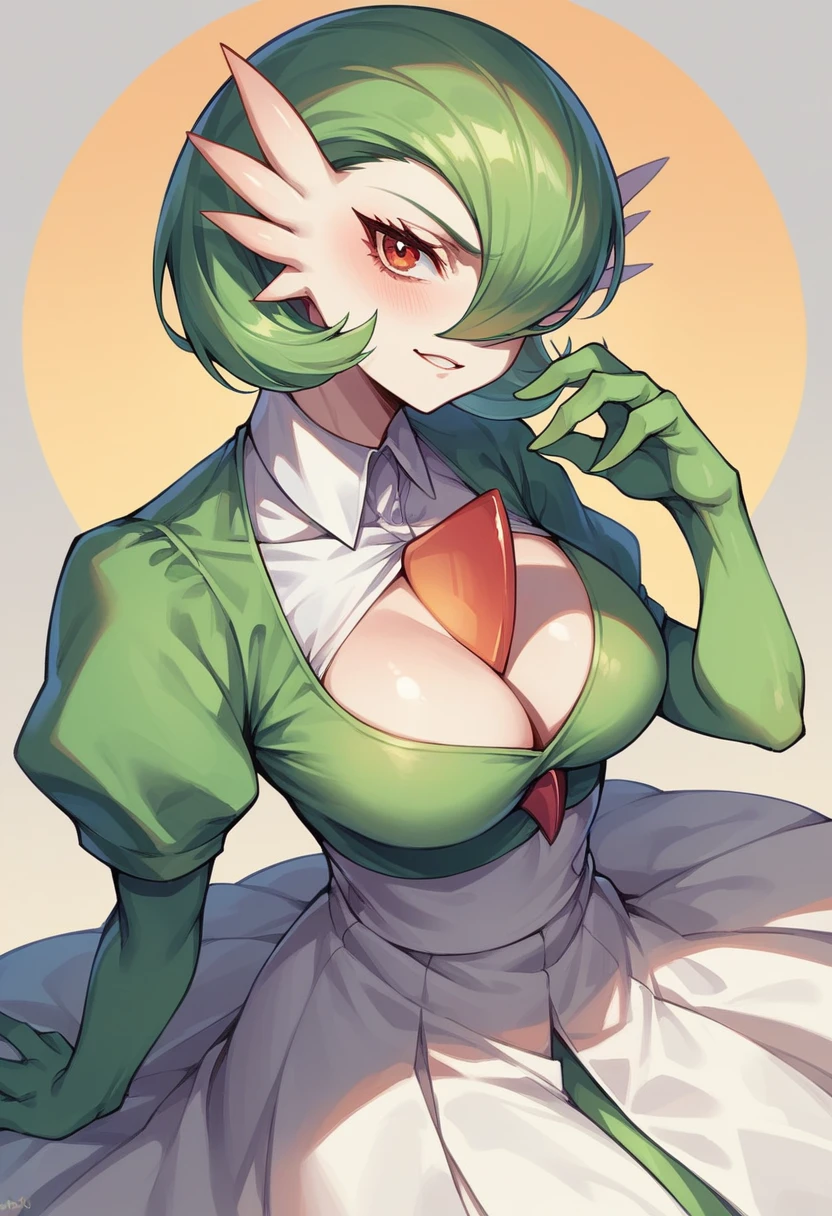 Gardevoir forma humana haciendo una pose epica creando un agujero negro