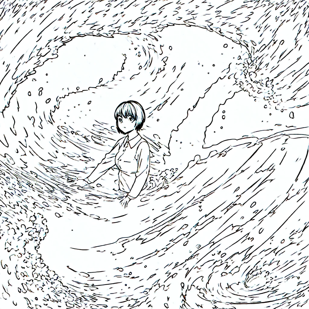 short hair,girl,wave