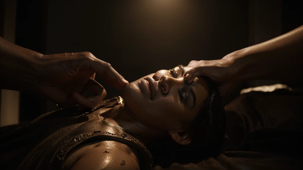 a detailed sculpted figure of god's hands molding a man from clay, ultra-detailed, (best quality,8k,highres,masterpiece:1.2),realistic,photorealistic,photo-realistic:1.37,hyperrealistic,extremely detailed face and hands,intricate details,cinematic lighting,dramatic lighting,chiaroscuro lighting,rich textures,volumetric lighting,dramatic shadows,dramatic atmosphere,cinematic composition,award winning,stunning realism,museum quality